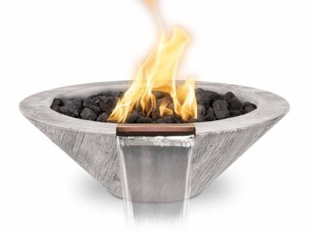 Top Fires Cazo Wood Grain GFRC Gas Fire and Water Bowl - Electronic Hot on Sale