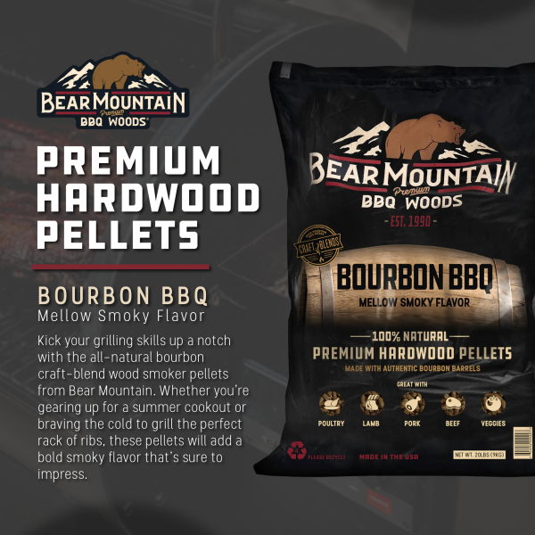 Bear Mountain BBQ All Natural Bourbon Craft Blend Wood Smoker Pellets, 20 Pounds For Cheap