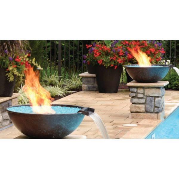 HPC 31-Inch Tempe Round Copper Gas Fire and Water Bowl For Sale