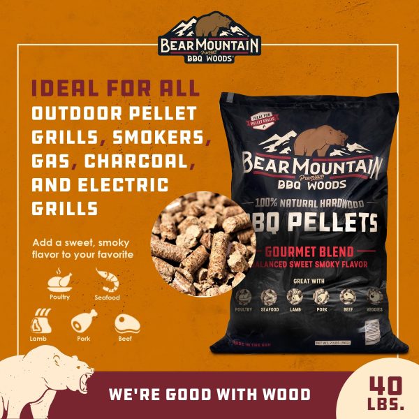 Bear Mountain BBQ FB99 All-Natural Hardwood Gourmet Blend Smoker Pellets, 40 lbs For Sale