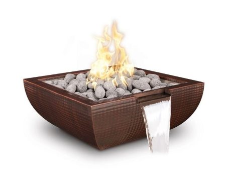 Top Fires Avalon Square Hammered Copper Gas Fire and Water Bowl - Electronic For Sale