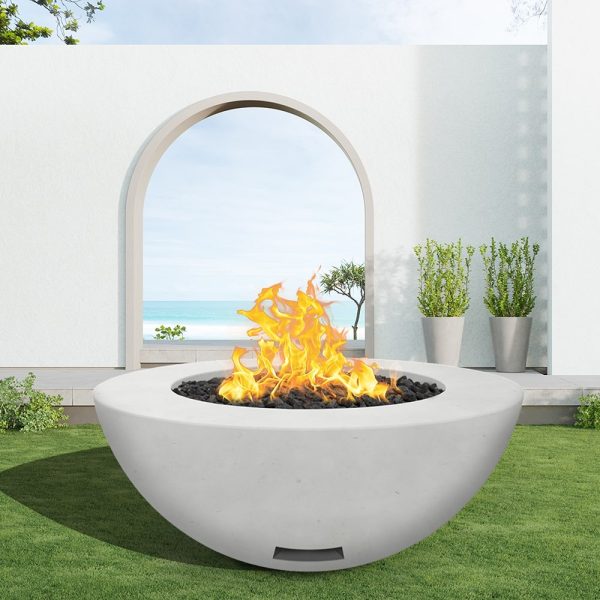 Modern Blaze 48-Inch Round Concrete Gas Fire Bowl with Push Button Ignition on Sale