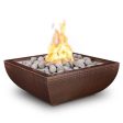 Top Fires Avalon Square Hammered Copper Gas Fire Bowl - Match Lit Hot on Sale