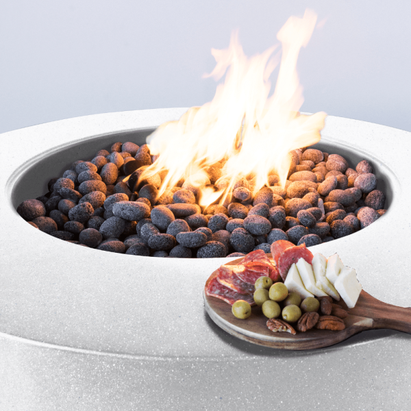 Modern Blaze Oblica Round Concrete Fire Pit Table Supply