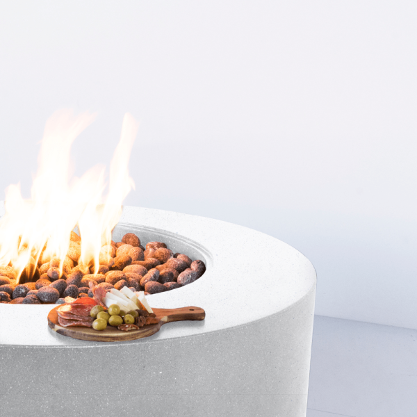 Modern Blaze Oblica Round Concrete Fire Pit Table Supply