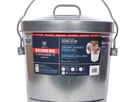 Behrens 6 Gallon Galvanized Steel Locking Lid Trash Can with Lid Discount