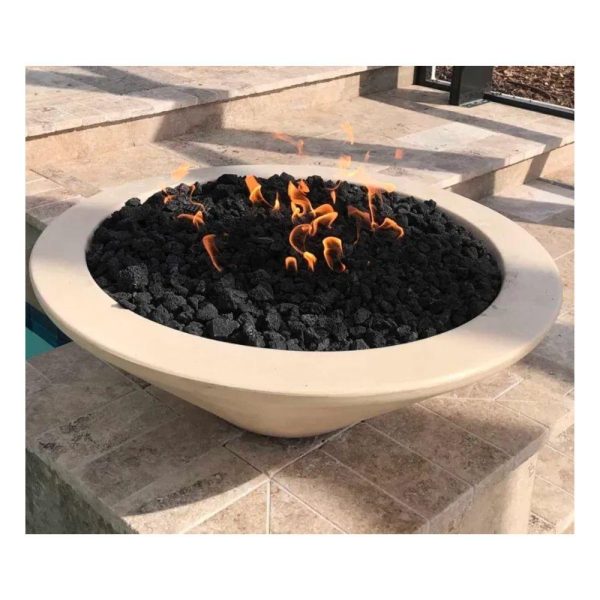 Top Fires Cazo 24-Inch Round Concrete Gas Fire Bowl - Electronic (OPT-24RFOE) For Sale