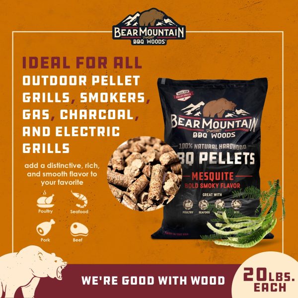 Bear Mountain BBQ 20 Pound Premium All Natural Hardwood Mesquite Smoker Pellets Online Sale