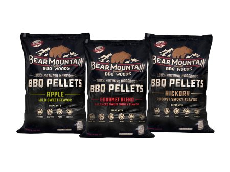 Bear Mountain BBQ Hardwood Gourmet Blend, Hickory, & Apple Pellets, 20 Lb Bags Cheap