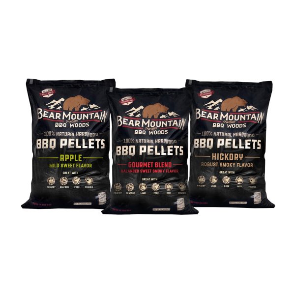 Bear Mountain BBQ Hardwood Gourmet Blend, Hickory, & Apple Pellets, 20 Lb Bags Cheap