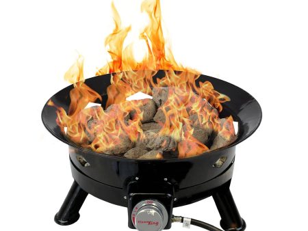 Flame King Outdoor Portable Propane Gas 24″ Fire Pit Bowl with Self Igniter Cover Carry Straps Online now