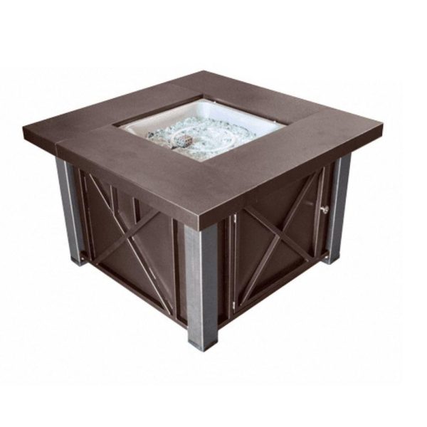 AZ Patio Heaters Two-Tone 38-Inch Square LP Fire Pit Table (GSF-DGHSS) For Discount