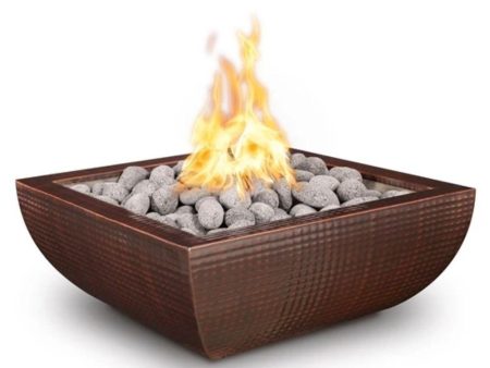 Top Fires Avalon Square Hammered Copper Gas Fire Bowl - Electronic Sale