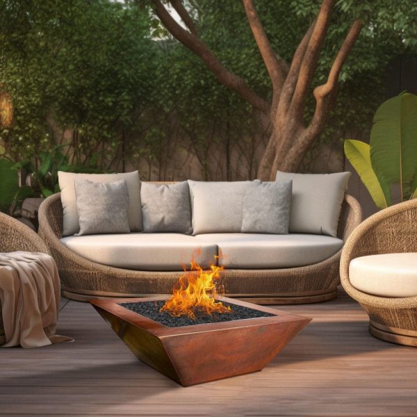 HPC 36-Inch Sierra Square Copper Gas Fire Bowl For Cheap