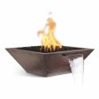 Top Fires Maya 24-Inch Square Hammered Copper Gas Fire and Water Bowl - Electronic (OPT-24SCFWE12V) For Sale