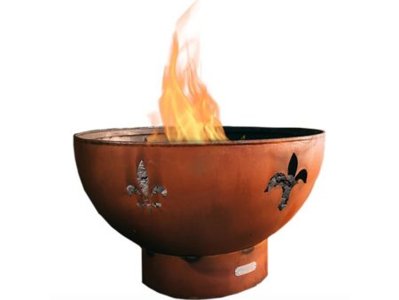 Fire Pit Art Fleur De Lis 36-Inch Handcrafted Carbon Steel Gas Fire Pit Sale